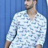 PRINTS VALLEY White Blue Dog Print Shirt