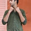 PRINTS VALLEY Ajrakh Madder Green Tulip Shirt