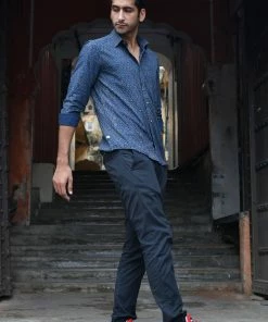 PRINTS VALLEY Ajrakh Blue Pear Motif Shirt 8 PRINTS VALLEY Ajrakh Blue Pear Motif Shirt