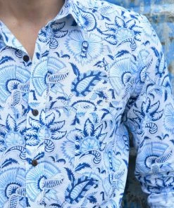 PRINTS VALLEY White Blue Paisley Print Shirt