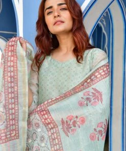 PRINTS VALLEY Jaipur Tales Turquoise Chanderi Print Kurta Set