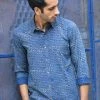 PRINTS VALLEY Ajrakh Blue Jaal Shirt Men's Shirt