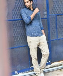 PRINTS VALLEY Ajrakh Blue Jaal Shirt Men's Shirt