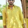 PRINTS VALLEY Yellow Linen Shirt Men's Shirt