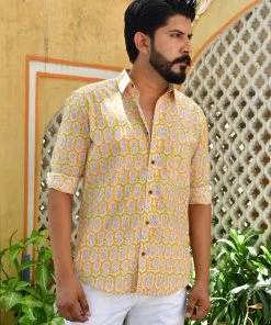 PRINTS VALLEY Yellow Pineapple Shirt Men's Shirt