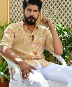 PRINTS VALLEY Yellow Pineapple Shirt Men's Shirt