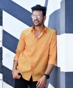 PRINTS VALLEY Saffron Linen Shirt