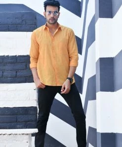 PRINTS VALLEY Saffron Linen Shirt