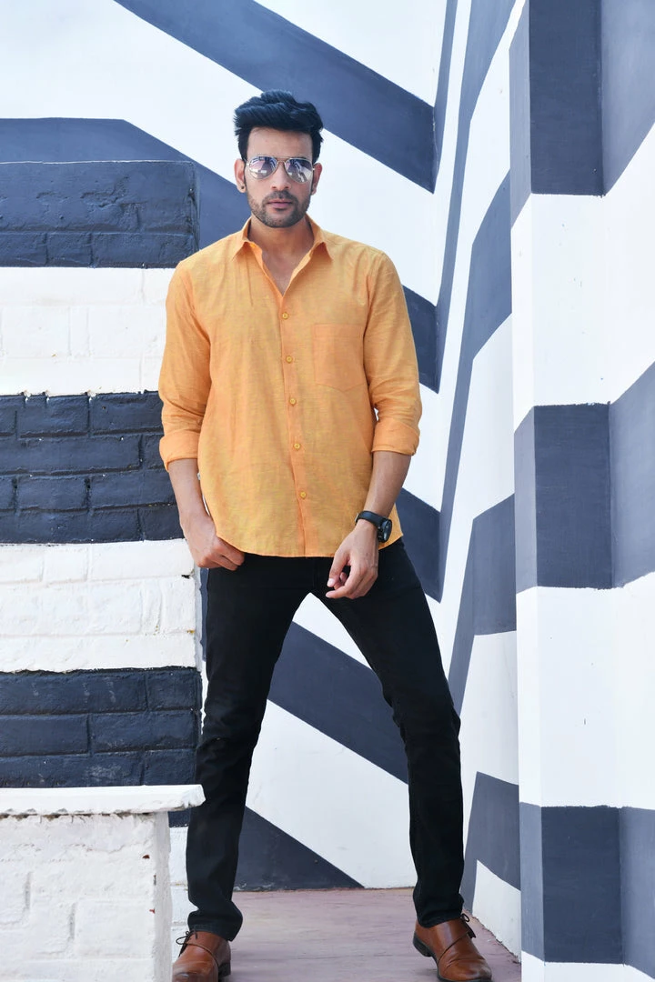 PRINTS VALLEY Saffron Linen Shirt 2 PRINTS VALLEY Saffron Linen Shirt