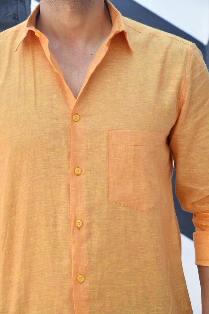 PRINTS VALLEY Saffron Linen Shirt 4 PRINTS VALLEY Saffron Linen Shirt