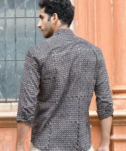 PRINTS VALLEY Ajrakh Black Jaal Shirt Men's Shirt