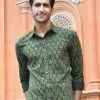 PRINTS VALLEY Ajrakh Madder Green Block Print Shirt