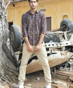 PRINTS VALLEY Men's Shirt Ajrakh Black Multi Pattern Shirt 11 PRINTS VALLEY Men's Shirt Ajrakh Black Multi Pattern Shirt