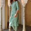 PRINTS VALLEY Turquoise Floral Stripe Kurta Set