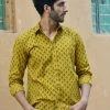 PRINTS VALLEY Ajrak Mustard Tulip Shirt