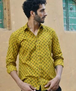 PRINTS VALLEY Ajrak Mustard Tulip Shirt