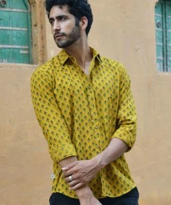 PRINTS VALLEY Ajrak Mustard Tulip Shirt 9 PRINTS VALLEY Ajrak Mustard Tulip Shirt
