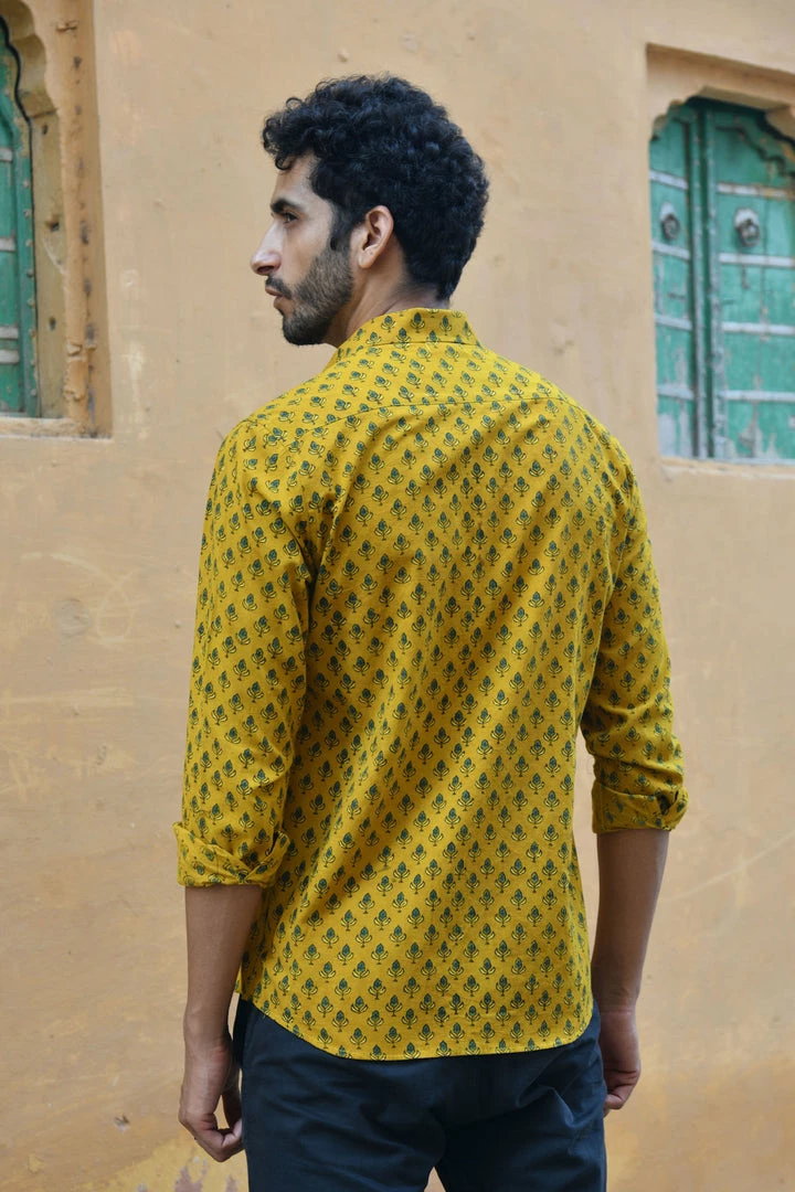 PRINTS VALLEY Ajrak Mustard Tulip Shirt 5 PRINTS VALLEY Ajrak Mustard Tulip Shirt