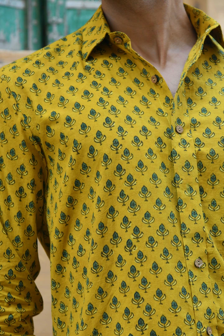 PRINTS VALLEY Ajrak Mustard Tulip Shirt 6 PRINTS VALLEY Ajrak Mustard Tulip Shirt