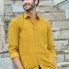 PRINTS VALLEY Men's Shirt Ajrak Mustard Patel Jaal Shirt