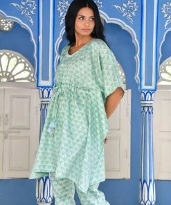 PRINTS VALLEY Pastel Blue Triangle Kaftan Set