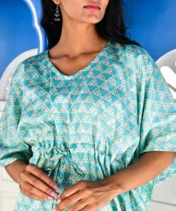 PRINTS VALLEY Pastel Blue Triangle Kaftan Set