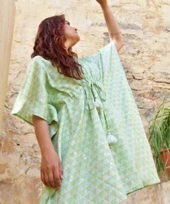 PRINTS VALLEY Jaipur Tales Pastel Green Triangle Kaftan Set 6 PRINTS VALLEY Jaipur Tales Pastel Green Triangle Kaftan Set