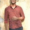 PRINTS VALLEY Men's Shirt Ajrak Madder Red Multi Patterned Butta Shirt