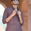 PRINTS VALLEY Men's Shirt Ajrak Black Pear Motif Shirt