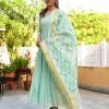 PRINTS VALLEY Jaipur Tales Diya-Pastel Green Dress With Dupatta