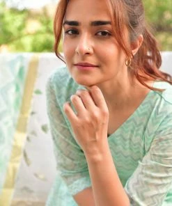 PRINTS VALLEY Jaipur Tales Diya-Pastel Green Dress With Dupatta