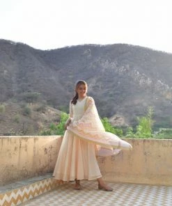 PRINTS VALLEY Jaipur Tales Diya-Pastel Yellow Dress With Dupatta