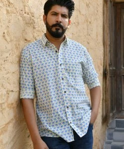 PRINTS VALLEY Blue Camel Shirt