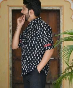 PRINTS VALLEY Black White Buti Shirt Men's Shirt 6 PRINTS VALLEY Black White Buti Shirt Men's Shirt
