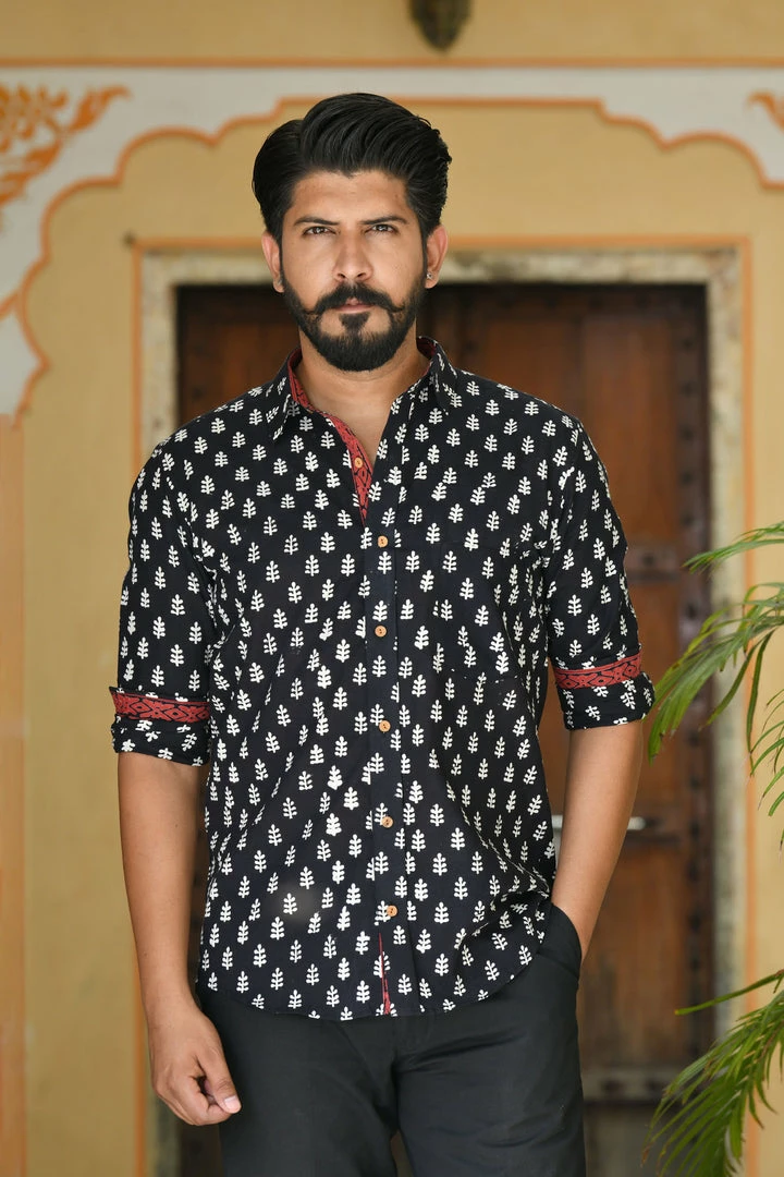 PRINTS VALLEY Black White Buti Shirt Men's Shirt 3 PRINTS VALLEY Black White Buti Shirt Men's Shirt