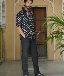PRINTS VALLEY Black White Buti Shirt Men's Shirt 8 PRINTS VALLEY Black White Buti Shirt Men's Shirt