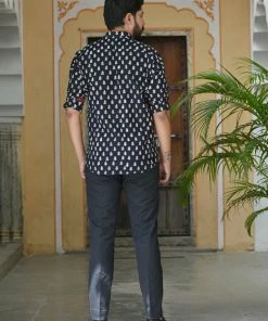 PRINTS VALLEY Black White Buti Shirt Men's Shirt 9 PRINTS VALLEY Black White Buti Shirt Men's Shirt