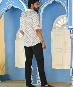 PRINTS VALLEY Men's Shirt White Dot Circle Shirt