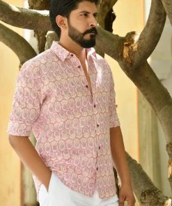 PRINTS VALLEY Men's Shirt Pink Pineapple Shirt