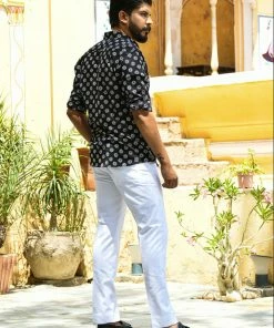 PRINTS VALLEY Men's Shirt Black Dot Circle Shirt