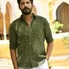 PRINTS VALLEY Men's Shirt Green Red Buti Shirt