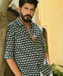 PRINTS VALLEY Green Elephant Shirt