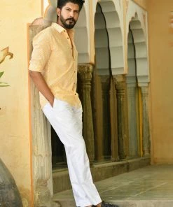 PRINTS VALLEY Yellow Red Diamond Shirt