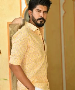 PRINTS VALLEY Yellow Red Diamond Shirt