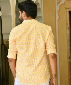 PRINTS VALLEY Yellow Red Diamond Shirt