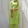 PRINTS VALLEY Green Bandhej Print Set With Dupatta