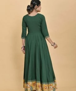 PRINTS VALLEY Bottle Green Peacock Dress Jaipur Tales