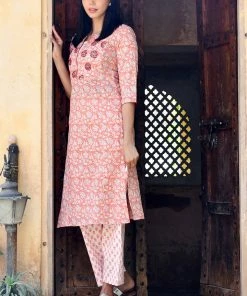 PRINTS VALLEY Pastel Orange Rose Floral Print Set