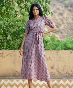 PRINTS VALLEY Collared Ikat Dress