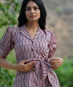 PRINTS VALLEY Collared Ikat Dress